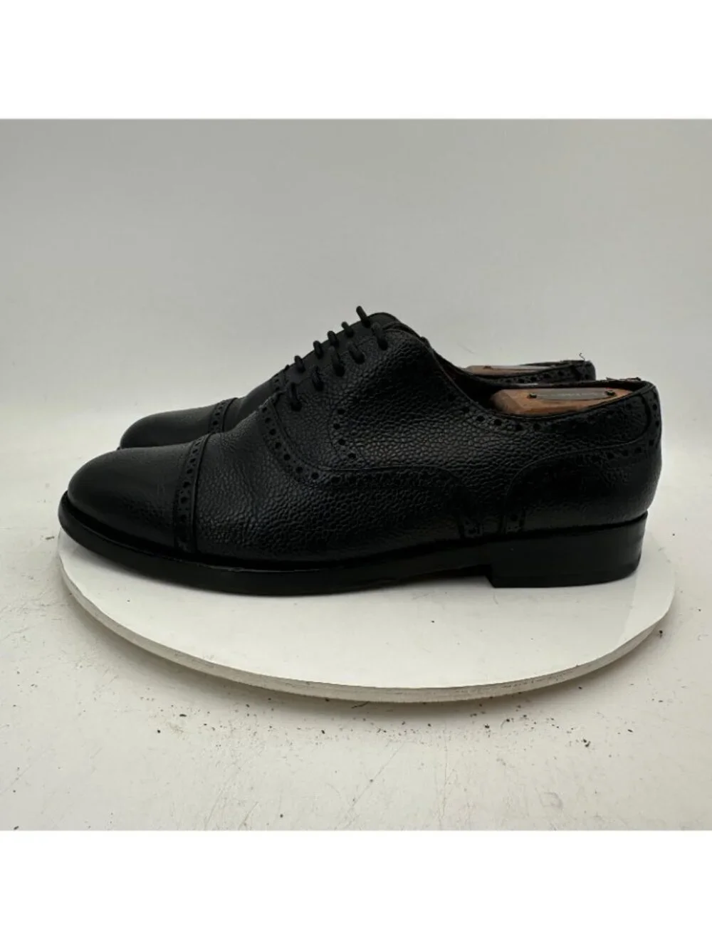 Lendvay Schwarcz Men Size EU 43 US 10 Black Peebled Leather Wingtip Oxford Shoe